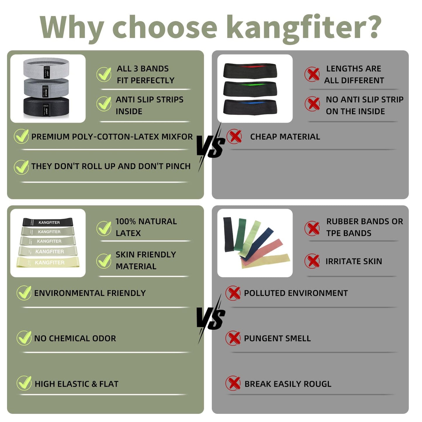 KANGFITER Non-Slip Fabric Resistance Bands for Working Out, Loop Exercise Bands for Booty Leg, Butt, Glute, Stretch Workout Bands for Women & Men, Hip Elastic Bands for Home Gym Fitness, Yoga, Pilates