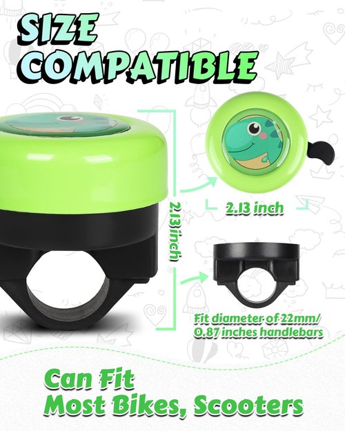 VICTGOAL Bike Bell for Kids with Loud Clear Sound, Bicycle Bell Scooter Bike Horn Ringtone Alert Cute Cycling for Toddler Children Boys Girls (Green)