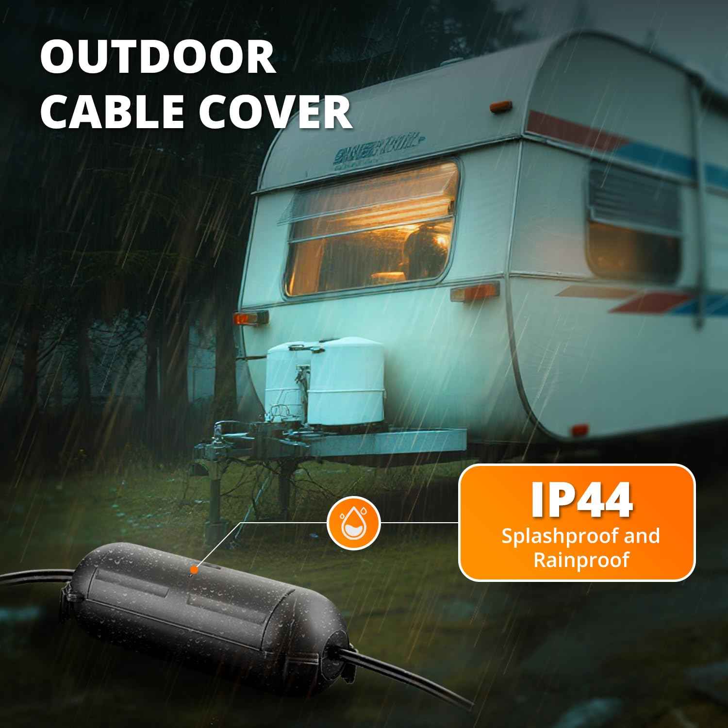 QUOBAS 5 Pack Outdoor Electrical Box, Waterproof Extension Cord Cover，Weatherproof Connection Box with Sealing Gasket for Outlets, Plugs, Christmas Lights & Power Tools, Black