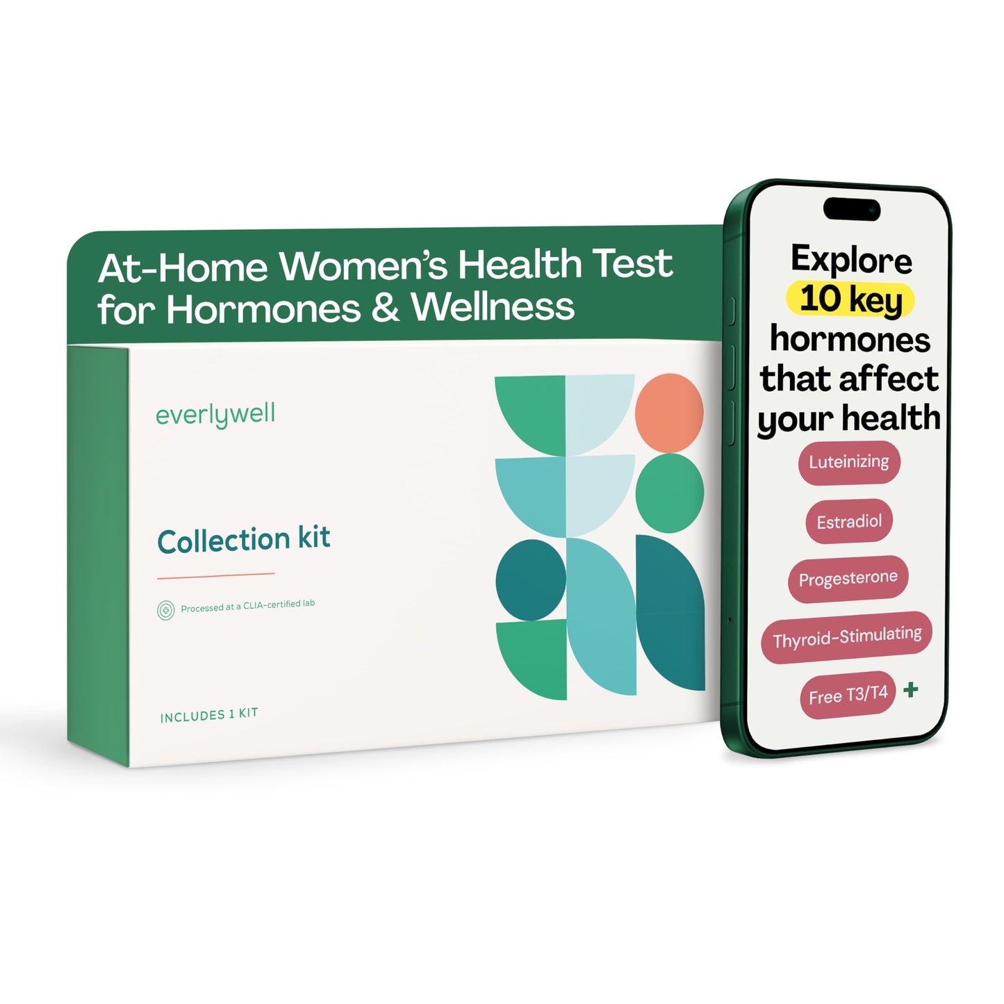 Everlywell At-Home Women's Health Collection Kit, Measures 11 Biomarkers for Hormonal Wellness, including Cortisol, Progesterone & TSH - CLIA-Certified Lab Results Within Days - for Women Ages 18 Plus