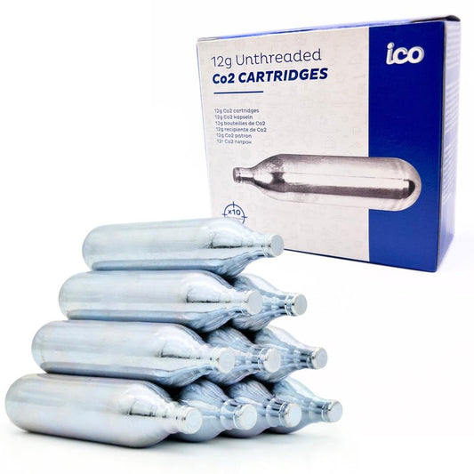 ICO 10pcs 12 Gram Co2 Cartridges Non-Threaded, CO2 cartridges BB Gun, CO2 BB Pistol, Airsoft Pistol, and Paintball Markers