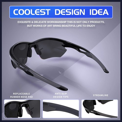 DEAFRAIN Polarized Sports Sunglasses - Unbreakable TR90 Frame with UV Protection for Cycling, Running, Fishing