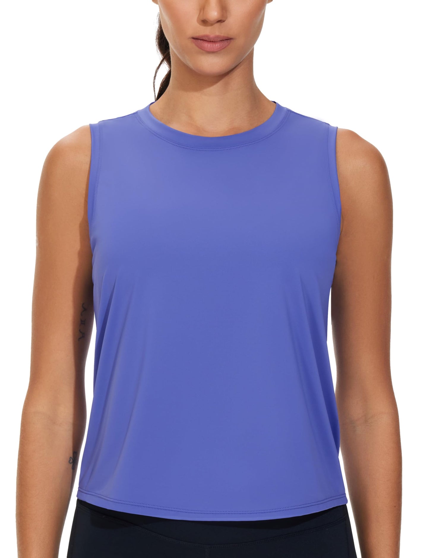 Dragon Fit Womens Ice Silk Workout Tank Tops Sleeveless Cropped Yoga Shirt for Running Gym Summer Bright Purple