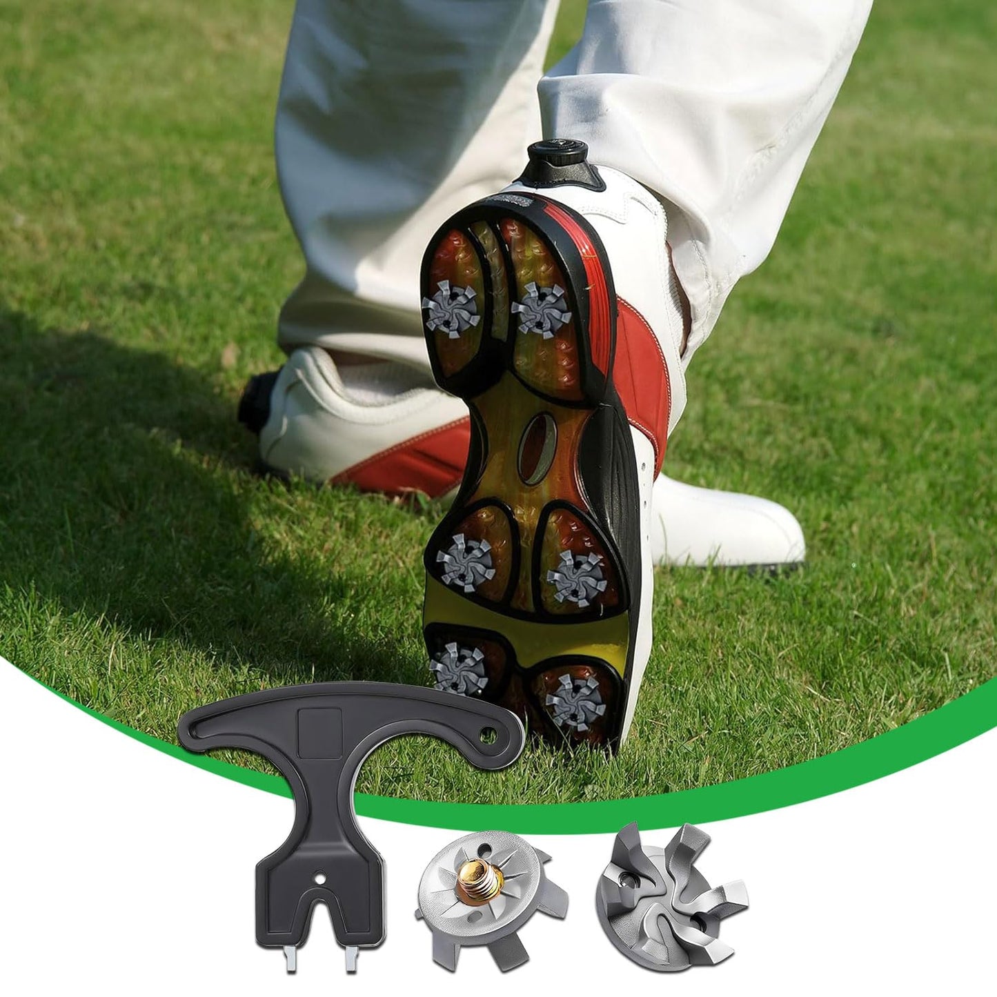 31 Pcs Golf Shoe Spikes Replacements Set Includes 30 Shoe Cleats Replacement & 1 Black Cleats Spanner Suitable for Use on Lawns or Golf Courses