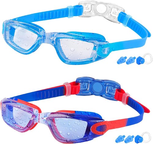 COOLOO Kids Swim Goggles - 2 Pack Adjustable Swimming Goggles for Ages 4-16 | Perfect for Boys & Girls