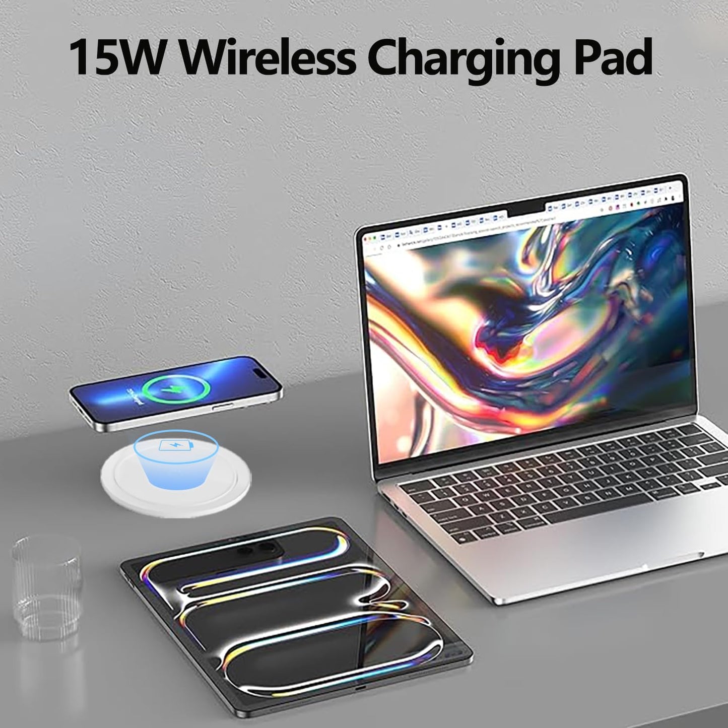 Pop Up Countertop Outlet with 15W Wireless Charger,Pop up Outlet,Max 20W USB Power Delivery,3.9" Space Saver Recessed Outlet,Pop Up Electrical Outlet with 4 Outlets 15A, 2 USB Ports for Home Office.