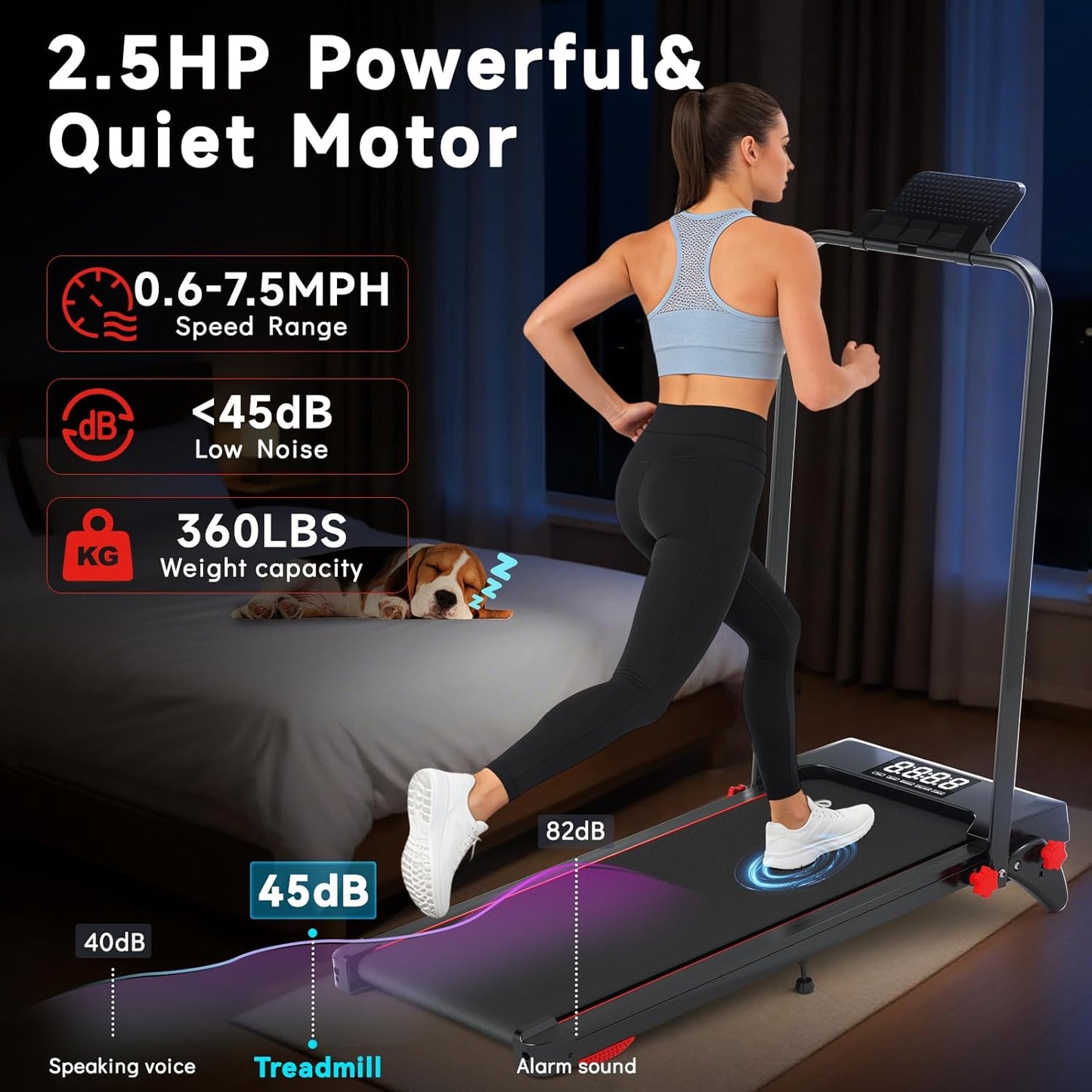 Walking Pad Treadmill - Foldable Under Desk Design with Incline & Remote Control | 7.5MPH for Home Office