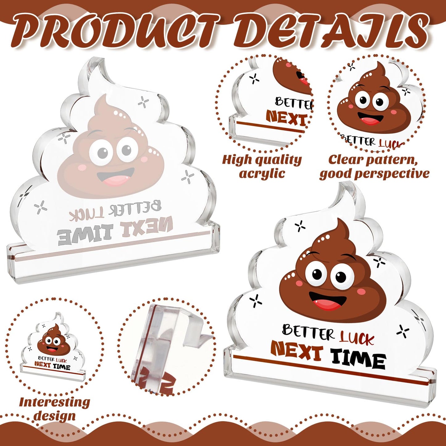 Equsion 12 Pcs Acrylic Awards Trophies Poop Emote Trophy Fun Award Gift Bulk Cute Funny Award Trophy Team Gifts Humorous Awards Prize for Events