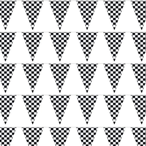 Checkered Flags 100' FT Pennant Racing Banner - NASCAR Theme Party Decoration | Race Car Party Décor
