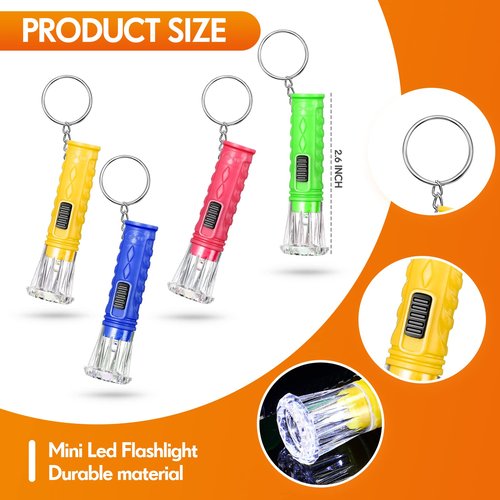 Jexine 100 Pcs Mini Flashlight Keychain Bulk Torch Keyring Flashlights LED Small Keychain Light Hiking Camping Christmas Party Favors(Black)