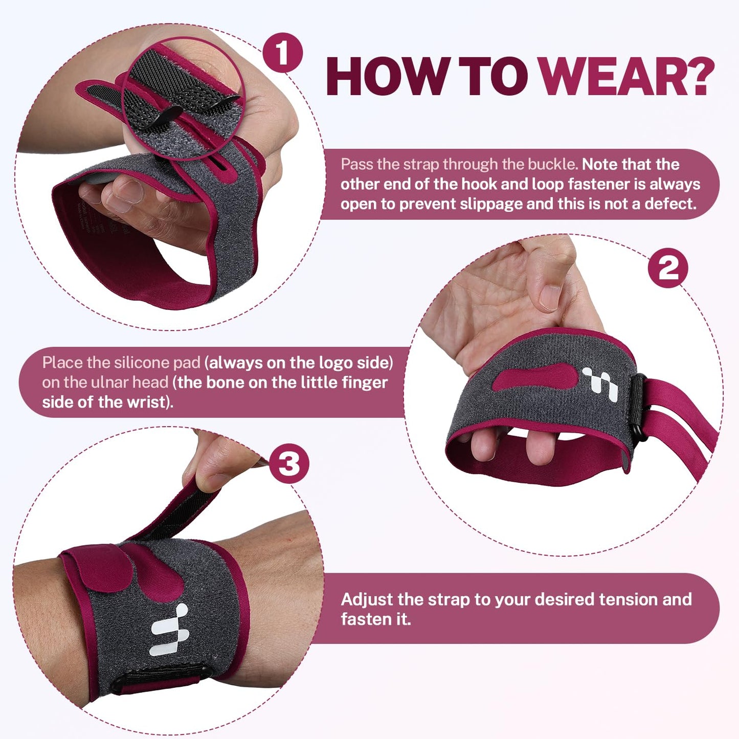 Fitomo Ultra Thin TFCC Wrist Brace for TFCC Tear with 3D Cushion Pads, Ulnar Wrist Brace for Ulnar Sided Wrist Pain, Adjustable Compression Wrist Wrap for Sports Tennis Golf Weight Bearing, 1 Pack
