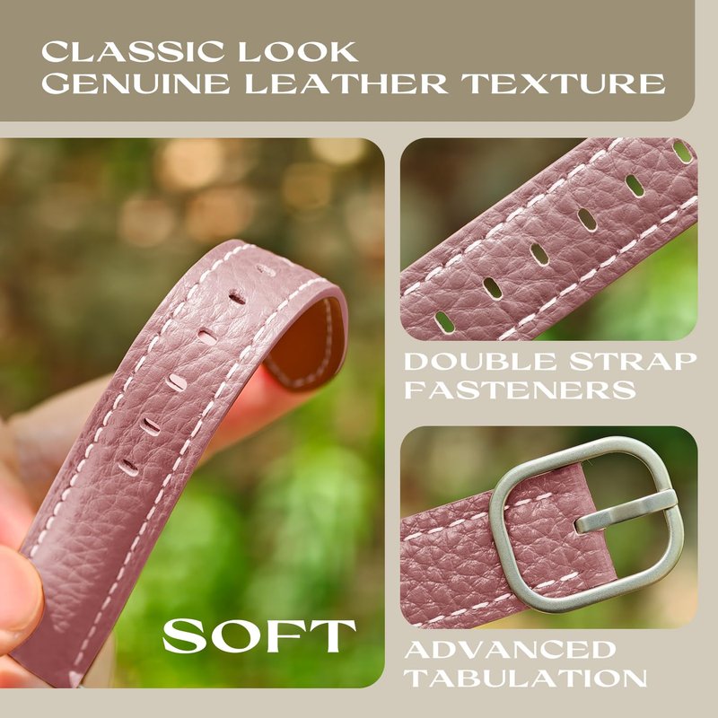 18mm Genuine Leather Soft Strap Quick Release Wristband Compatible with Garmin Venu 3S (41mm) / Venu 2S / Vivoactive 4S / Forerunner 265S / Forerunner 255S for Women (Light Purple)