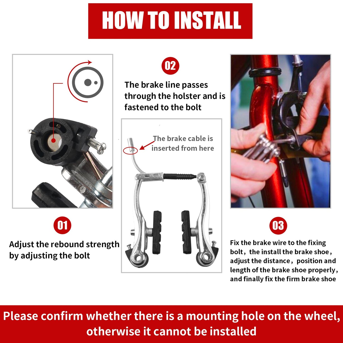 RAHQHD Complete Bike Brakes Set，Inner and Outer Callipers Cables Lever Kit ，Universal Bike Front and Rear MTB Brake with Multi-Tool Wrenches Black
