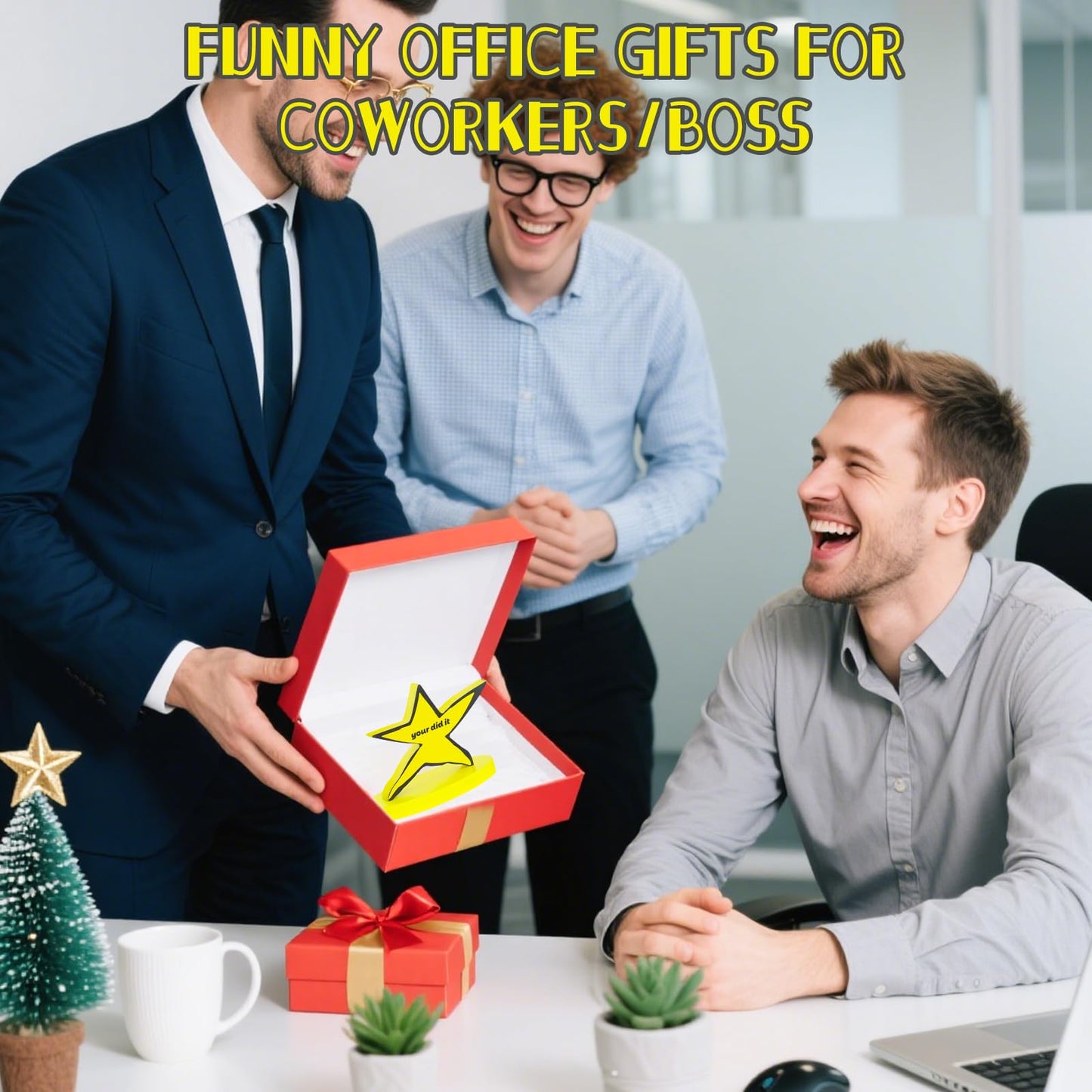 Funny Star Trophy Desk Decor with Humorous Your Did It Signs, White Elephant Gifts for Adults, Gag Graduation Gifts for Office Coworkers, Novelty Prank Christmas Gifts Stocking Stuffers for Men, Women