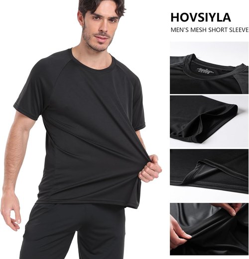 HovSiyla Running Shirts for Men - Breathable Dry Fit Athletic Tops | 1/5 Pack Cool Gym Tees
