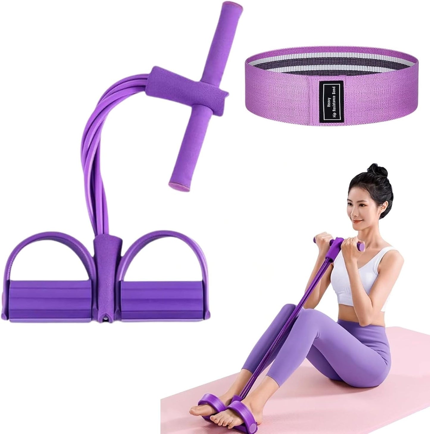 Pedal Resistance Bands - Multifunction Fitness Training with 6 Tubes | Natural Rubber for Strength & Slimming