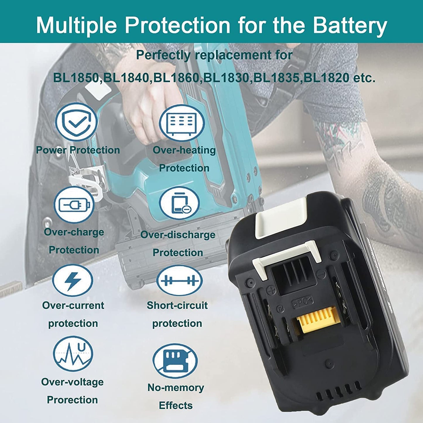 VOLT1799 BL1850B 18V Battery and Charger Replacement for Makita 18v Battery and 2-Port Rapid Charger, Capacity Output 5.0Ah
