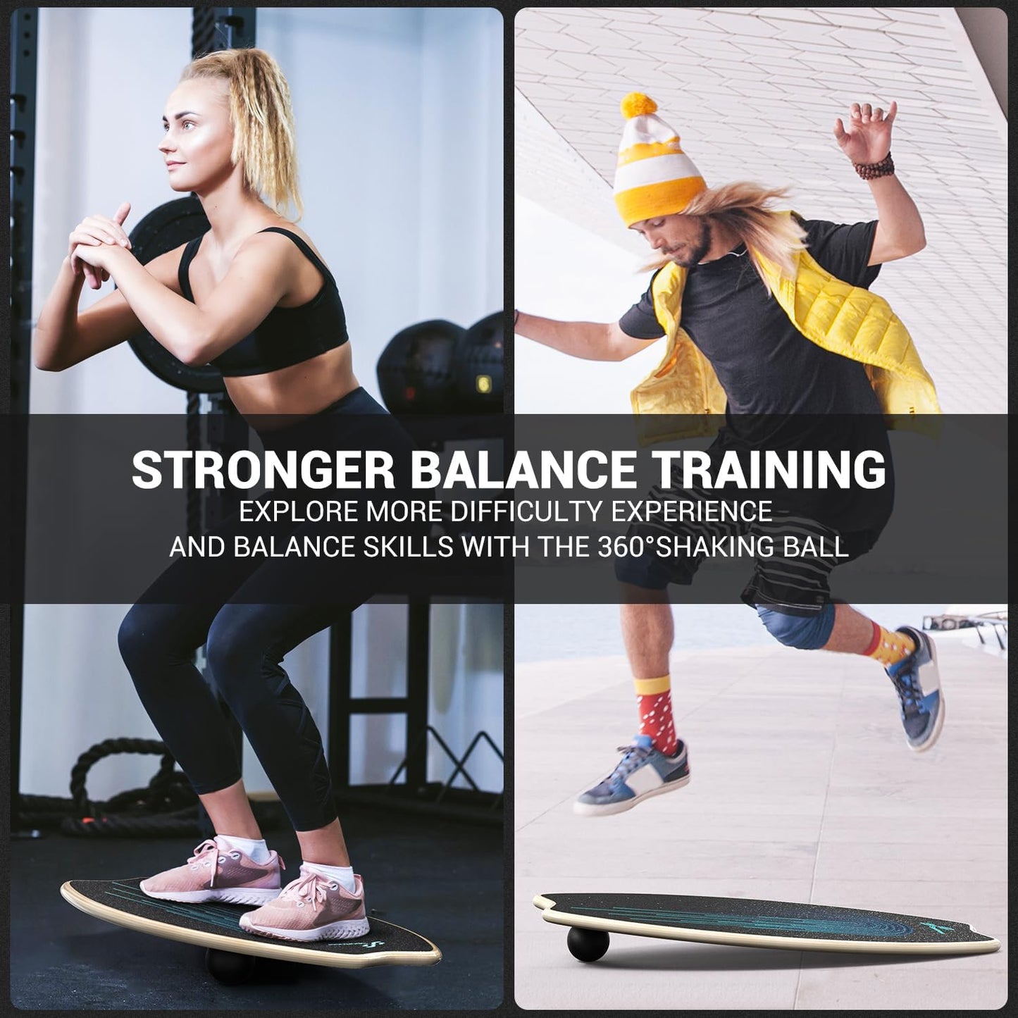 Sportneer Balance Board - 7-Mode Wobble Trainer for Improved Stability & Balance | Includes Roller & 2.8'' Ball