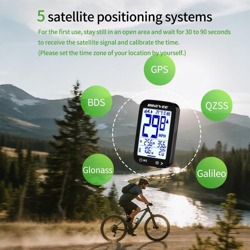 Bikevee Bike Speedometer GPS Wireless Cycling Computer – Auto Start/Stop, Auto Backlight, Waterproof Bicycle Odometer MPH KM/H, 2.4" LCD Display – Black