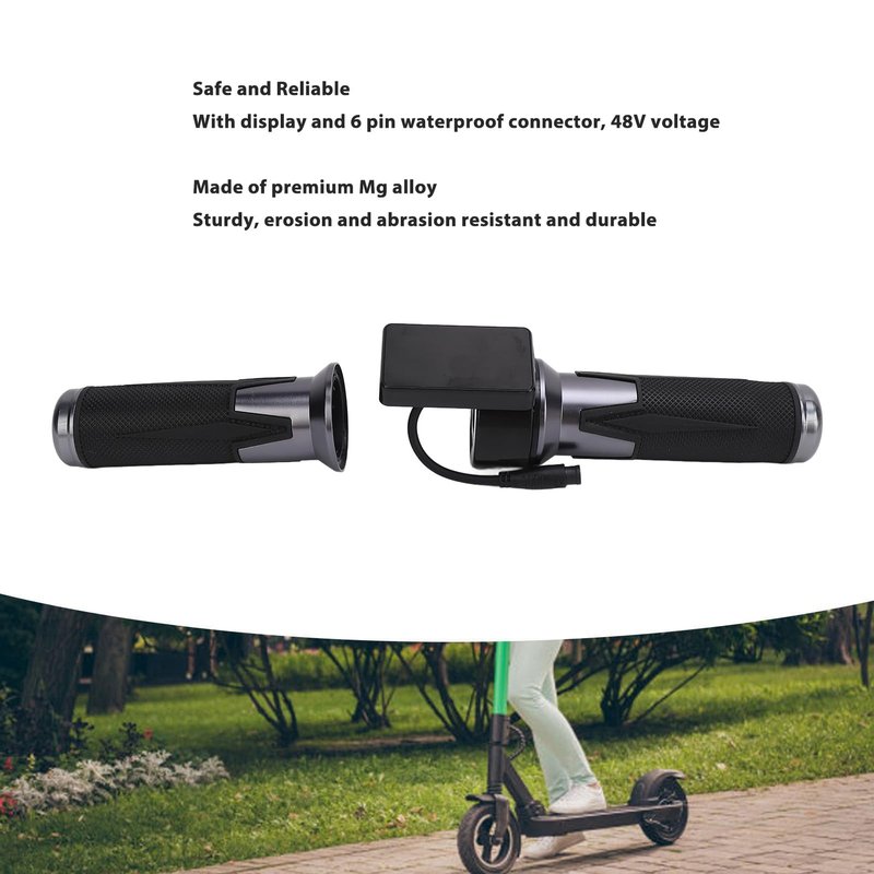 Electric Scooter Throttle Grip, 1 Pair Mg Alloy Throttle Handle with Display 6 Pin Connector Universal for Sealup Electric Scooters
