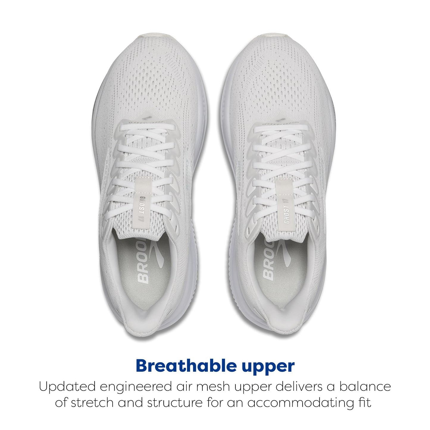 Brooks Women’s Ghost 17 Neutral Running Shoe - White/White/Grey - 9 Medium