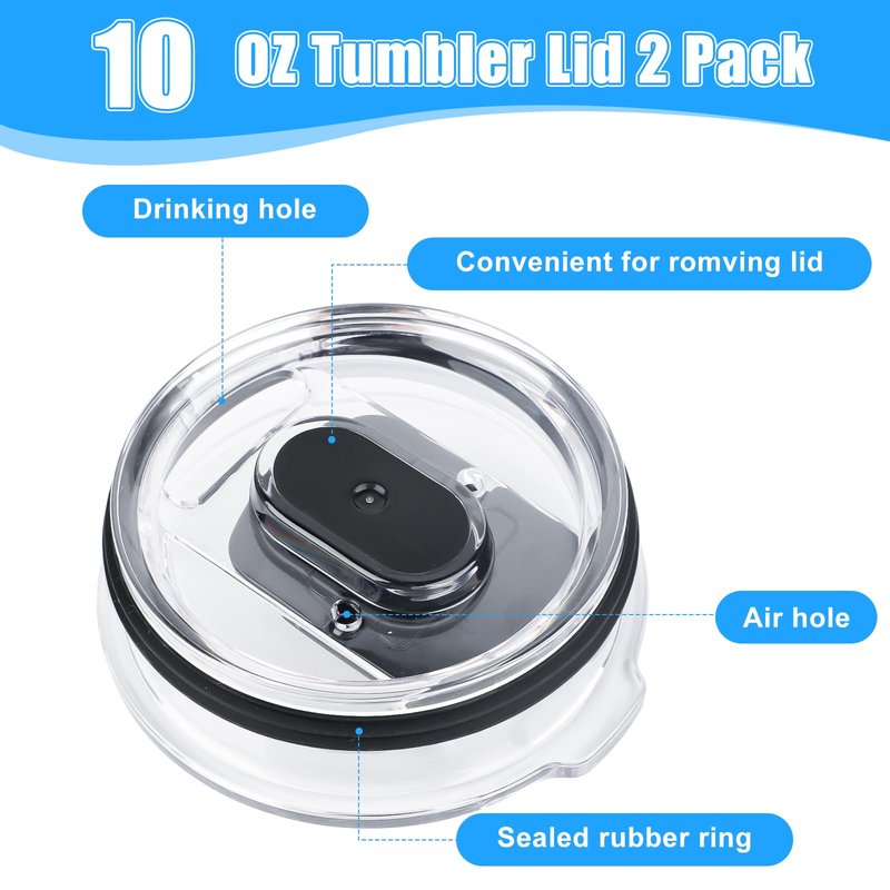 10 oz Tumbler Lid for Yeti, 2 Pcs Replacement Lids for YETI 6 oz Espresso Mugs, 8 oz Stackable Cup and 10 oz Wine Tumbler, Travel Spill Proof Cup Lids Covers with Magnetic Slider Switch, BPA Free