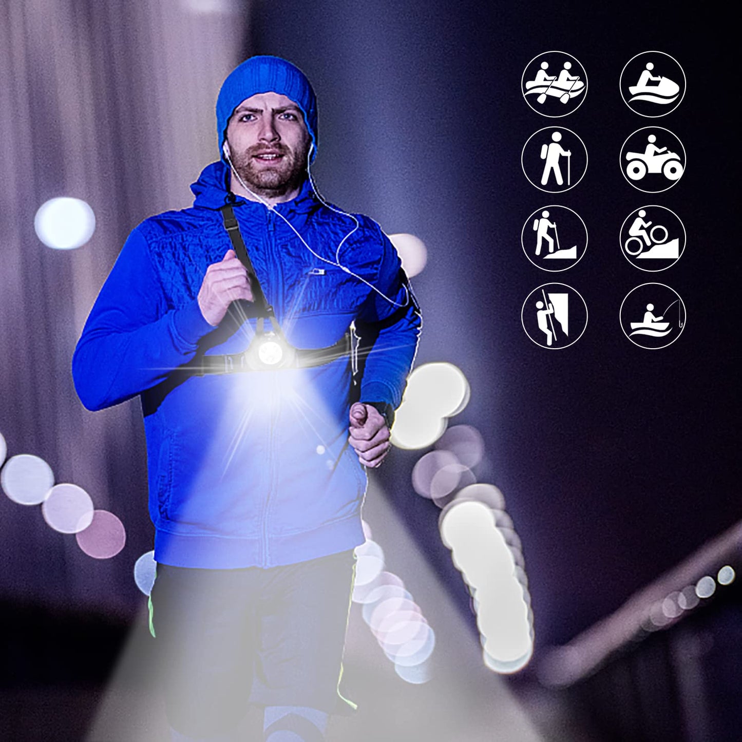Suptig Running Lights for Runners, Chest Running Lights for Night Walking Cycling Jogging Connected for Gopro Hero13/12/11/10/9/8/7/6/5/4/4s/3, 2600mAh Built-in Rechargeable Battery Charging