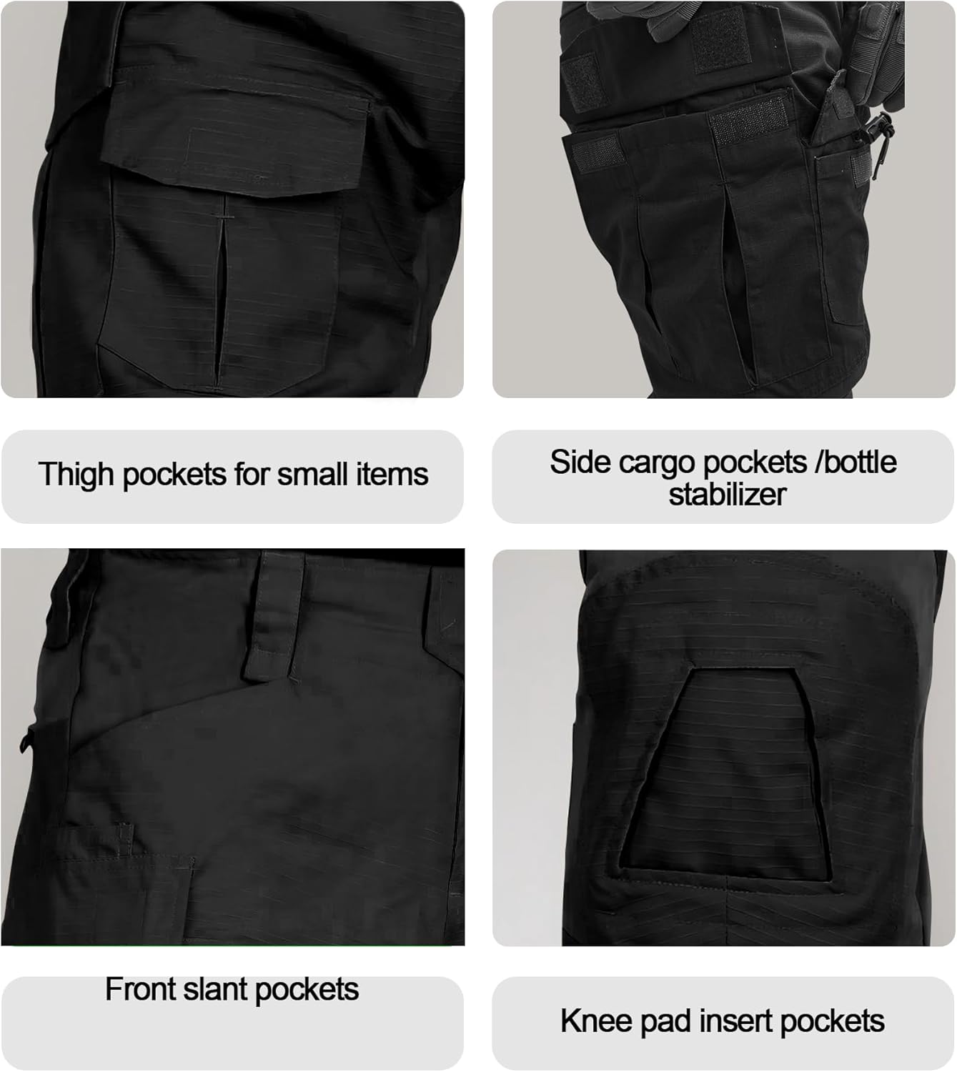 Skiennix Men's Tactical Pants - Waterproof Camo Cargo Pants with Knee Pads & 10 Pockets