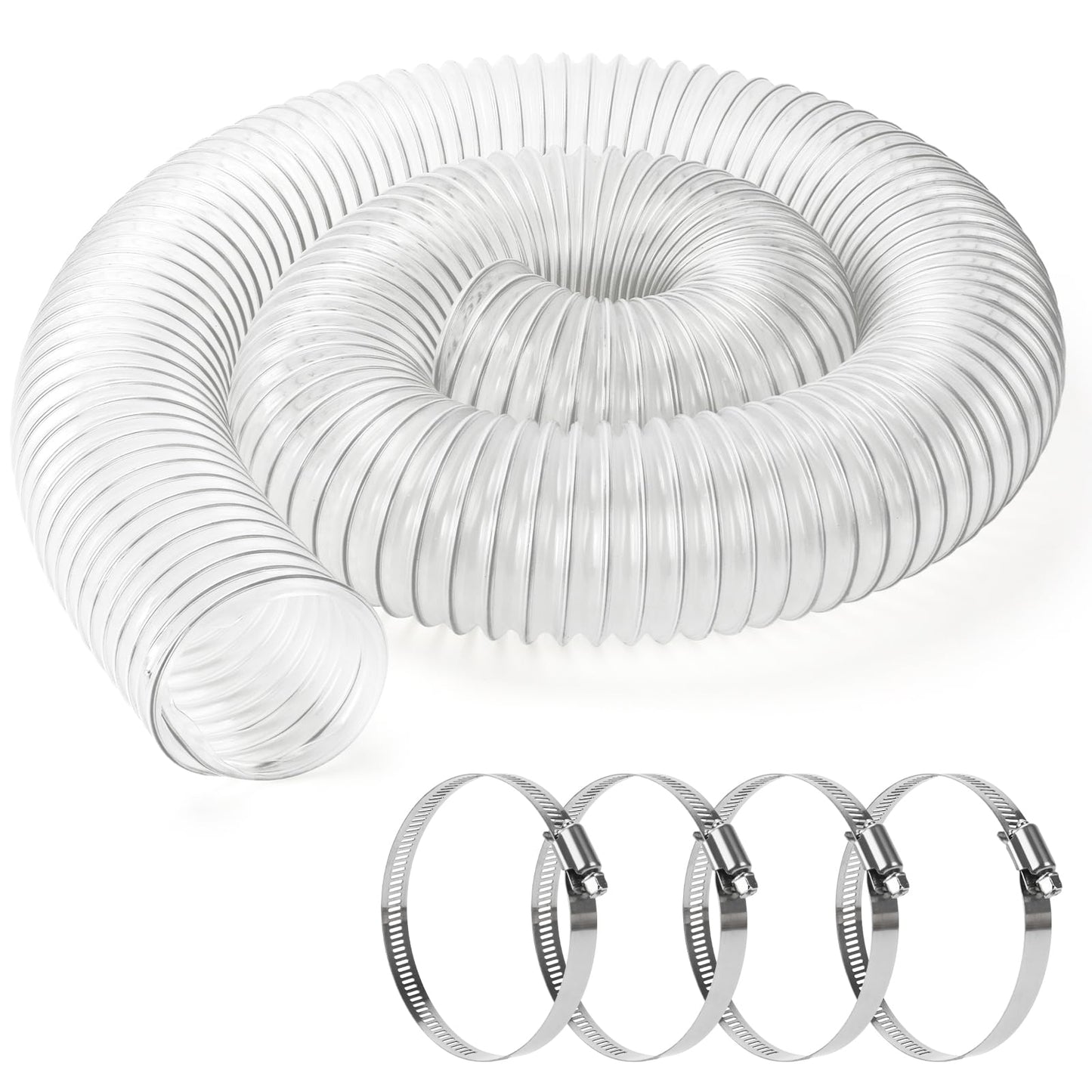 ODDMUCK 4" x 10' PVC Dust Collection Hose Clear Flexible Fume Debris Vacuum Collection Hose with 4 Clamps for Woodworking Dust Collection Systems