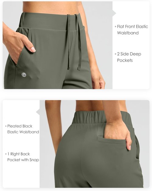 G Gradual Women's Petite Ankle Golf Pants - Stretchy Travel Pants with 3 Pockets & Inner Drawstring