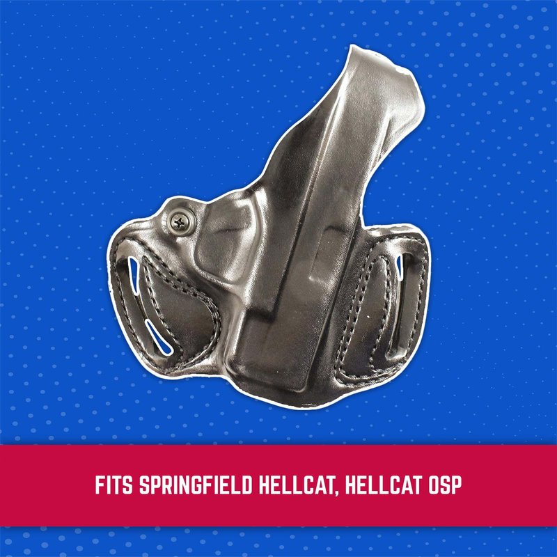 DeSantis Thumb Break Mini Slide - OWB Gun Holster, Belt Slide Leather Holster for Pistols, Tight Fitting, Quick Draw, Fits the Springfield Hellcat, Hellcat OSP - Left Hand Draw, Black