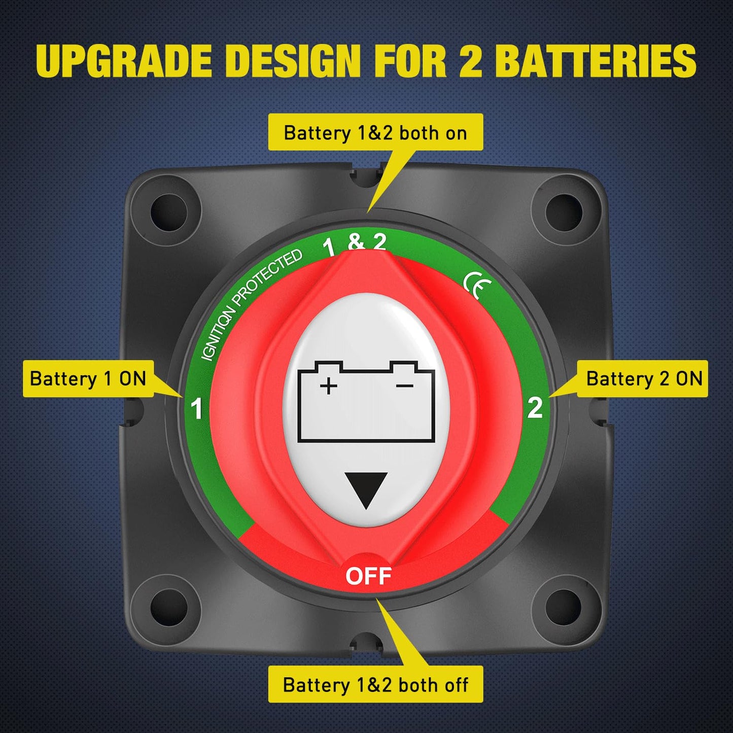 Nilight Battery Switch - 12V-48V Master Cutoff for Marine, Car, RV, ATV | Waterproof Heavy Duty Isolator