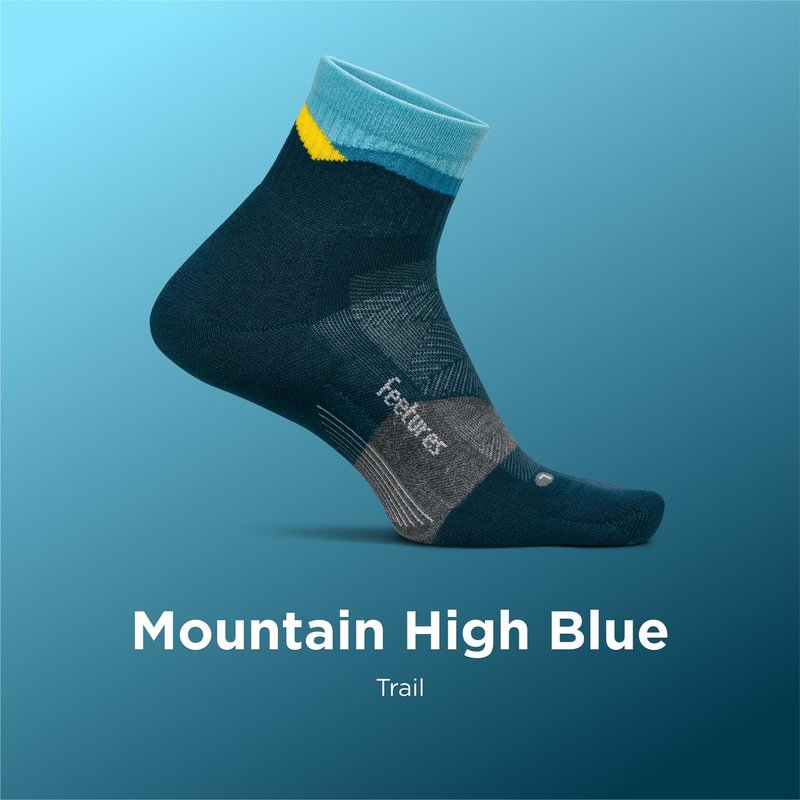 Feetures Trail Max Cushion Mini Quarter Sock - Hiking Socks for Men & Women - Mountain High Blue, Medium (1 Pair)