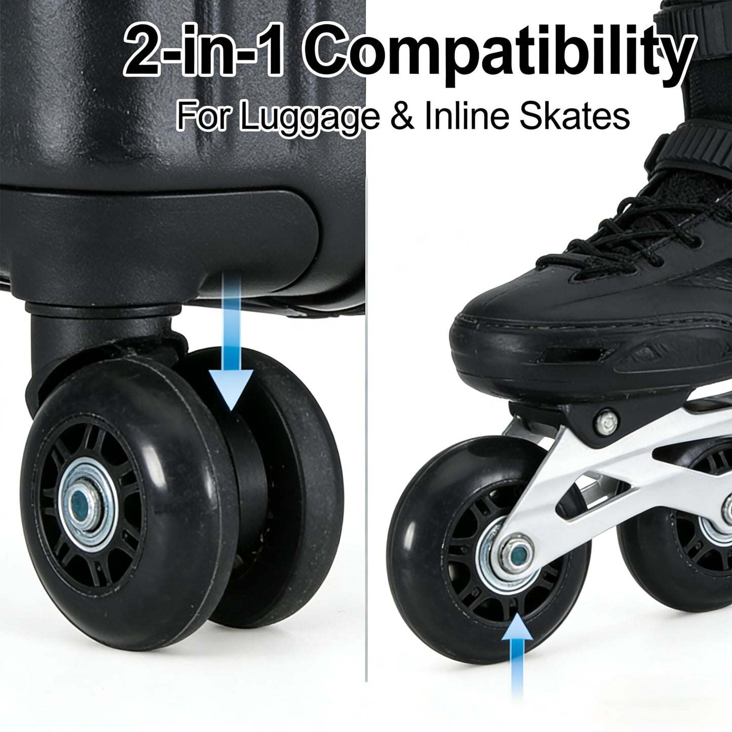 68X24mm Black Luggage Suitcase / Inline Outdoor Skate Replacement Wheels with ABEC 608zz Bearings