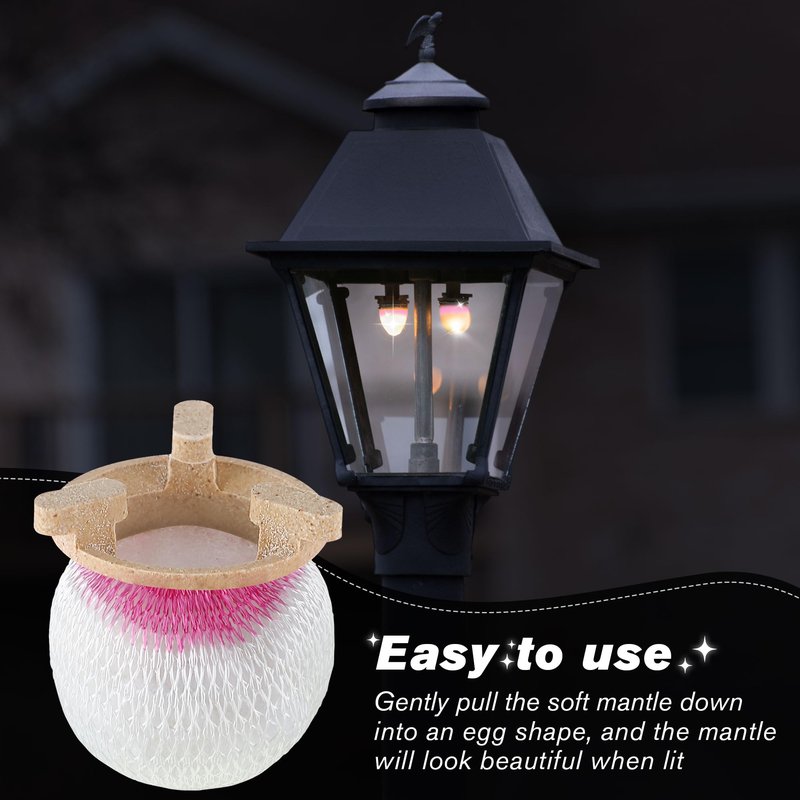 Ceoighe Gas Lamp Mantles with 179B Porcelain Attachment Ring, Soft Inverted Mantle, Lantern Mantle, Ideal for Outdoor Gas Lamps, Standard, & Inverted Gaslights (Include 2 179b Ring 6 Lamp Mantles)