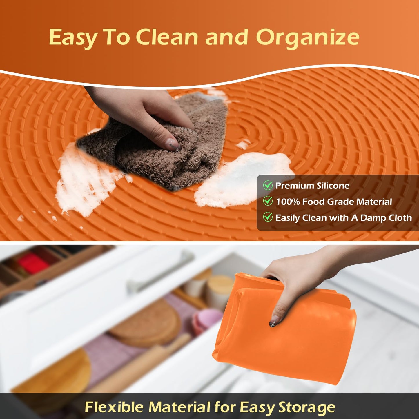 Stove Top Covers for Electric Stove 28" x 20",Silicone Stove Cover Mat Stove Top Protector,450°F Heat Resistance for Glass Stove Top,Dish Drying Mat for Kitchen RV Cooktop Protector (Orange)