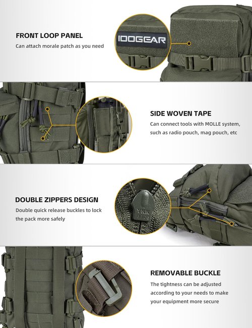 IDOGEAR Mini Tactical MOLLE Hydration Pack Water Reservoir Bag Outdoor Water Bladder Carrier Pack for Tactical Vest Backpack (Ranger Green)