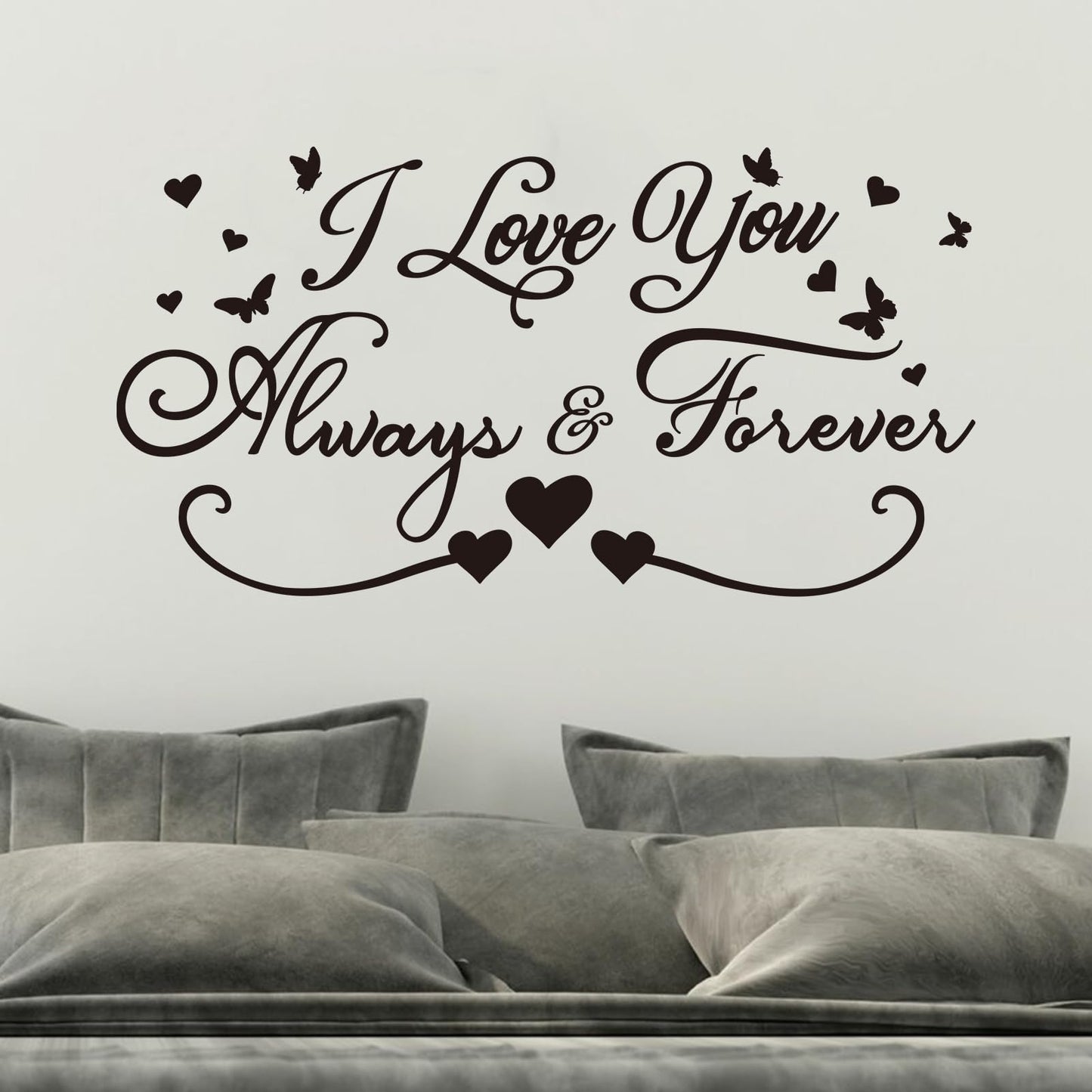 AnFigure Love Quotes Wall Stickers: Inspirational Vinyl Art Couples Wall Decals for Home Bedroom Bathroom Living Room - I Love You Always & Forever 21"X11"