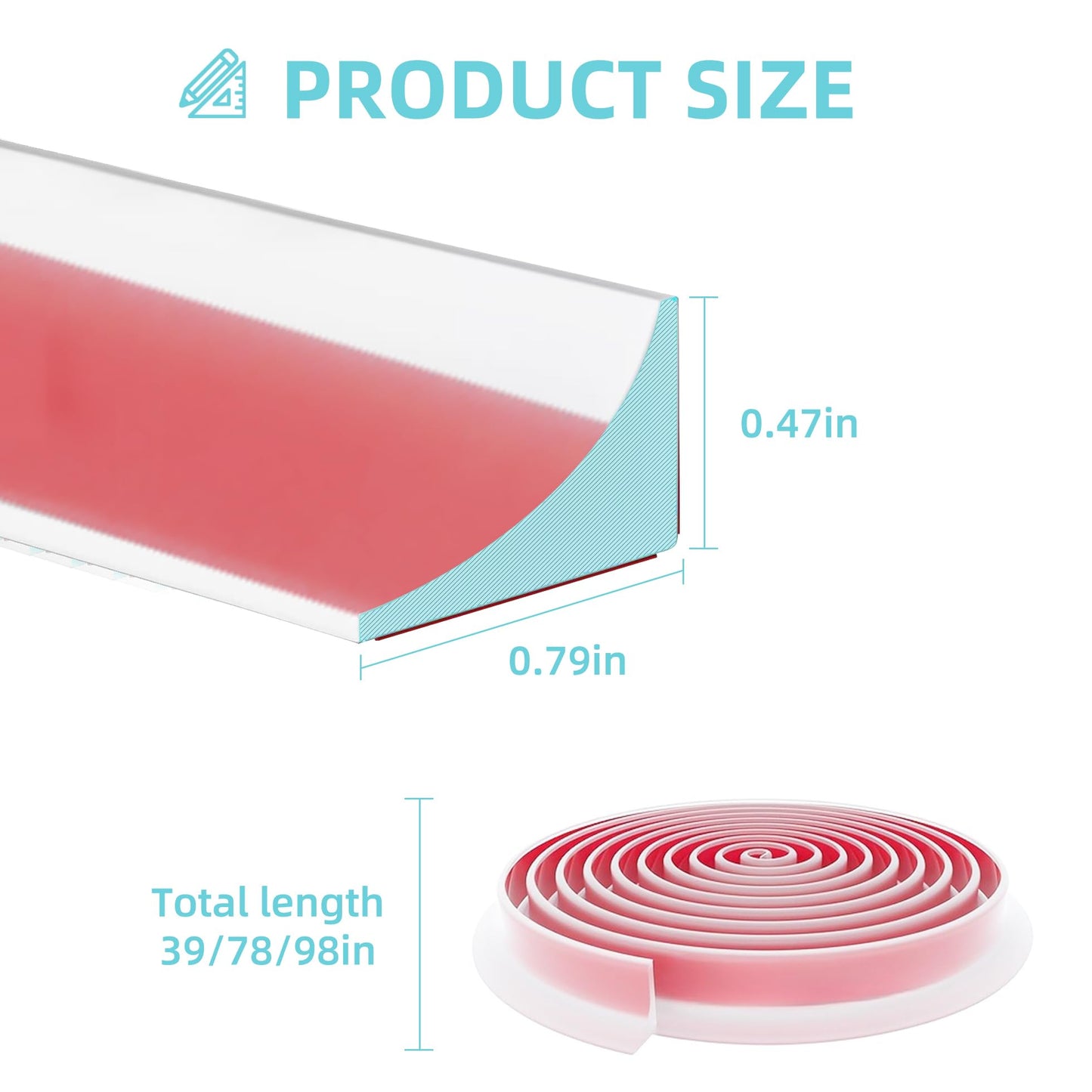 Shower Threshold Water Dam,Walk in Shower Water Guard, Shower Dam Water Barrier Bathroom Sink Splash for Dry And Wet Separation Caulk Seal Strip Edge Trim (39Inch, Transparent)