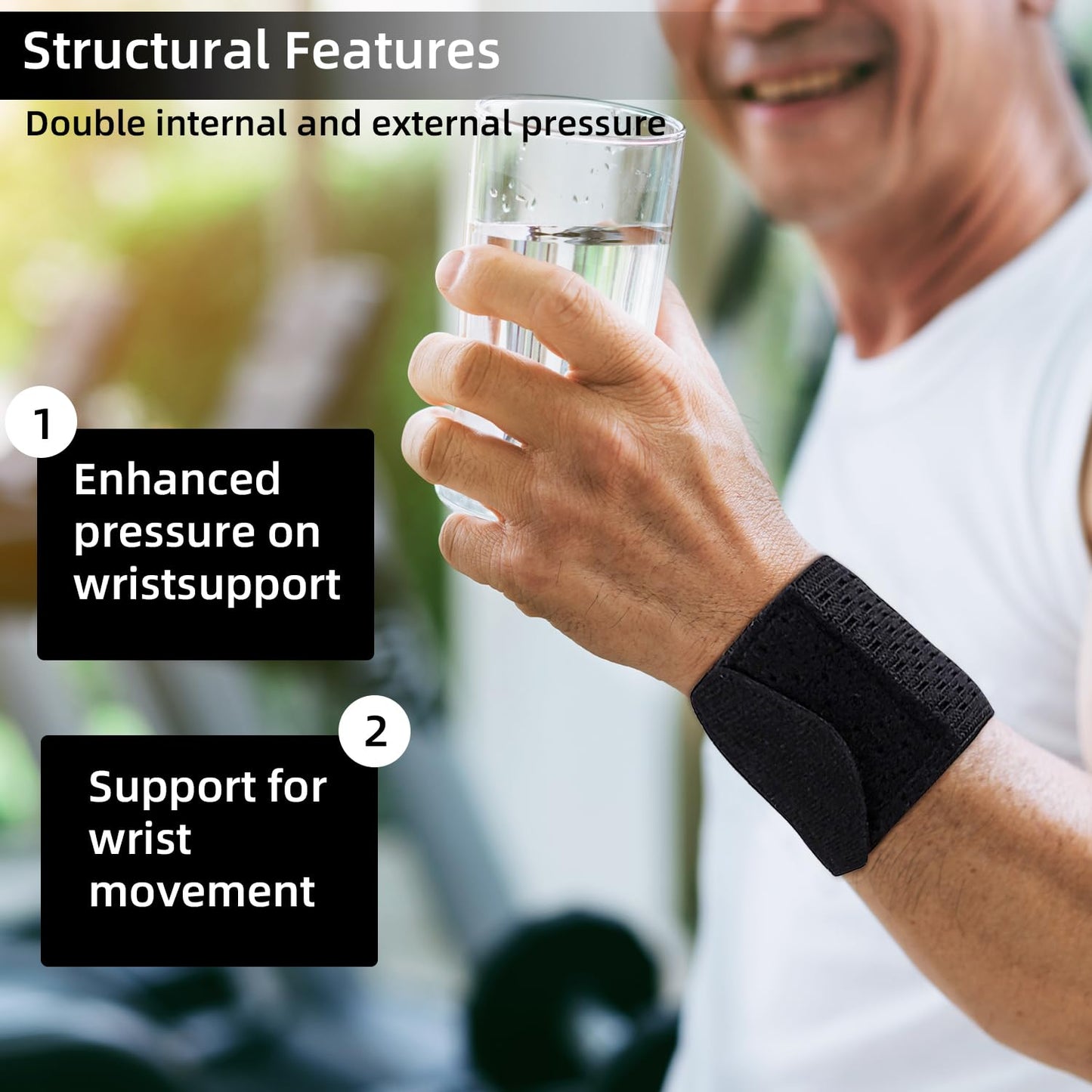 2 Pcs Carpal Tunnel Wrist Brace, Ultra Thin Compression Support Strap, Adjustable Wrist Strap, For Weightlifting, Tennis and Fitness, Suitable for Teenagers and Women (Black)