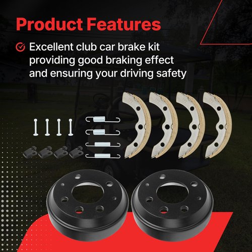 Fit4drive Golf Cart Brake Drum/Hub and Brake Shoes Spring Kit Fit for Club Car DS 1995-Up &Precedent 2004-Up, OEM#101791101, 101823201, 1011466/10181630 (101791101)