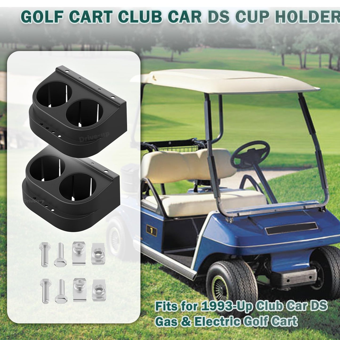 DRIVE UP Club Car DS Dual Cup Holder Kit for DS 1993-Up Golf Carts, 2 Packs