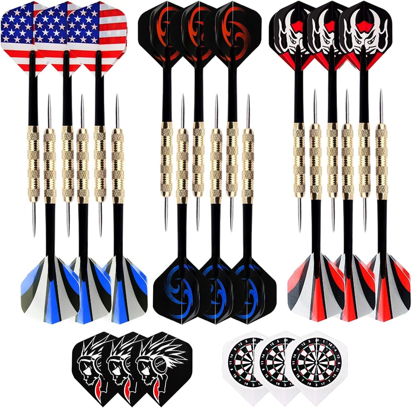 Professional Steel Tip Darts Set by [Brand Name] - 18 Metal Darts with 24 Unique Flights for Dart Boards