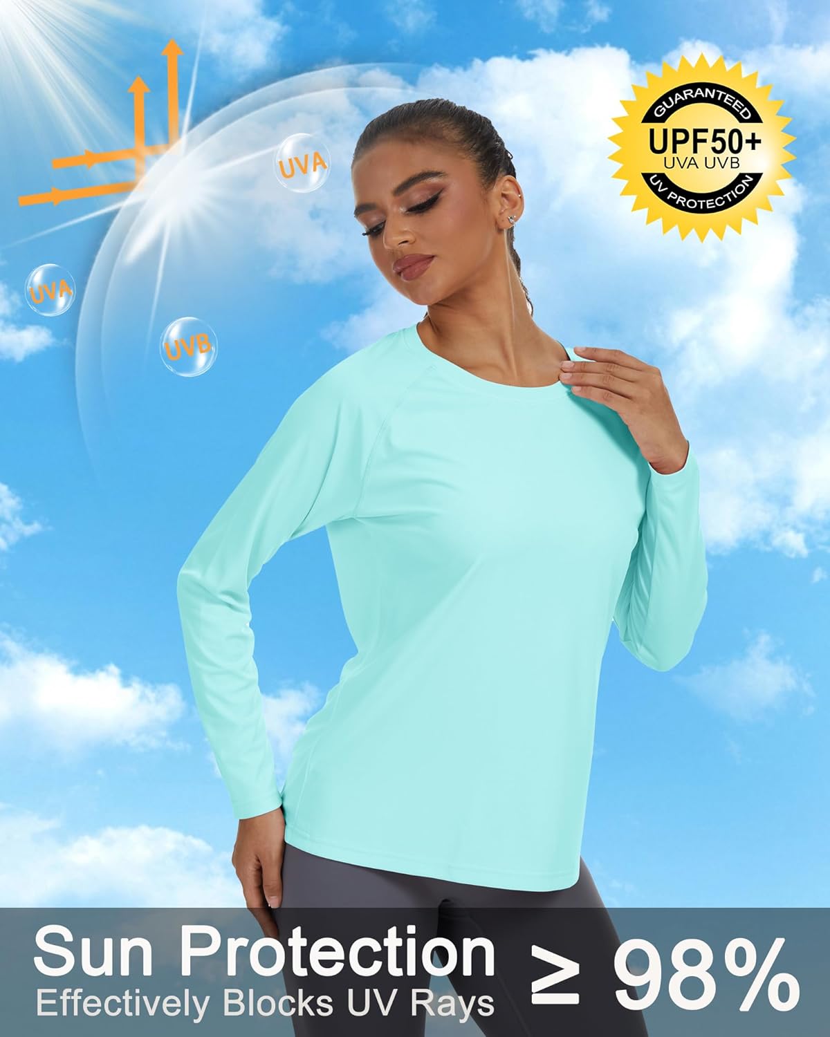 Skiennix Women's Sun Shirt - UPF 50+ Long Sleeve UV Protection Top for Hiking & Running