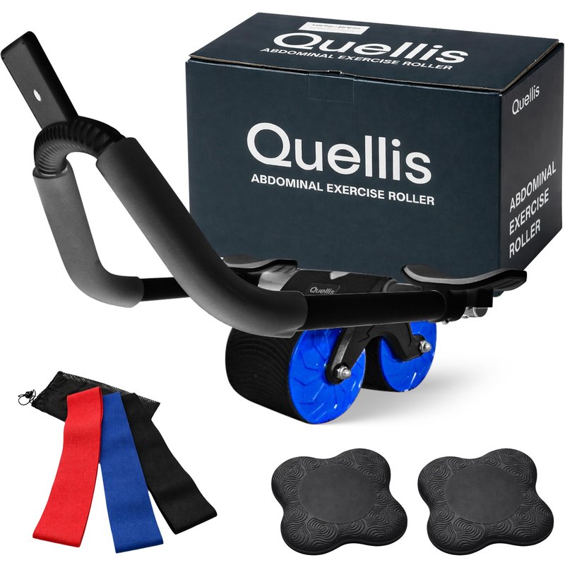 Quellis AB Roller Wheel with Elbow Support & Knee Pads - Core and Back Strength Training Wheel for Men & Women, Home Fitness & Ab Workout Equipment. (Black/Red)