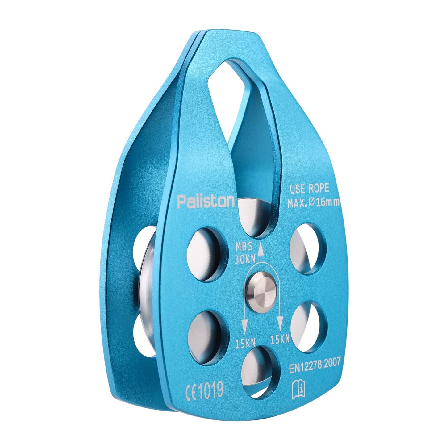 Paliston 30kN Climbing Pulley with Ball Bearing for Rock Climbing Arborist Blue