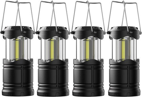 Lichamp LED Camping Lantern - 4 Pack Battery Powered Flashlights | Portable Collapsible Emergency Light for Home & Outdoor Use
