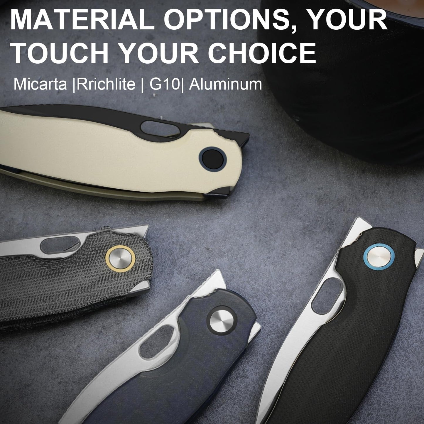 Kizer Seagull EDC Pocket Knife, 2.94" 14C28N Drop Point Folding Knife with Aluminum Handle, Flipper & Thumb Hole Opener, Liner Lock, for Camping Hiking Fishing V3770A3