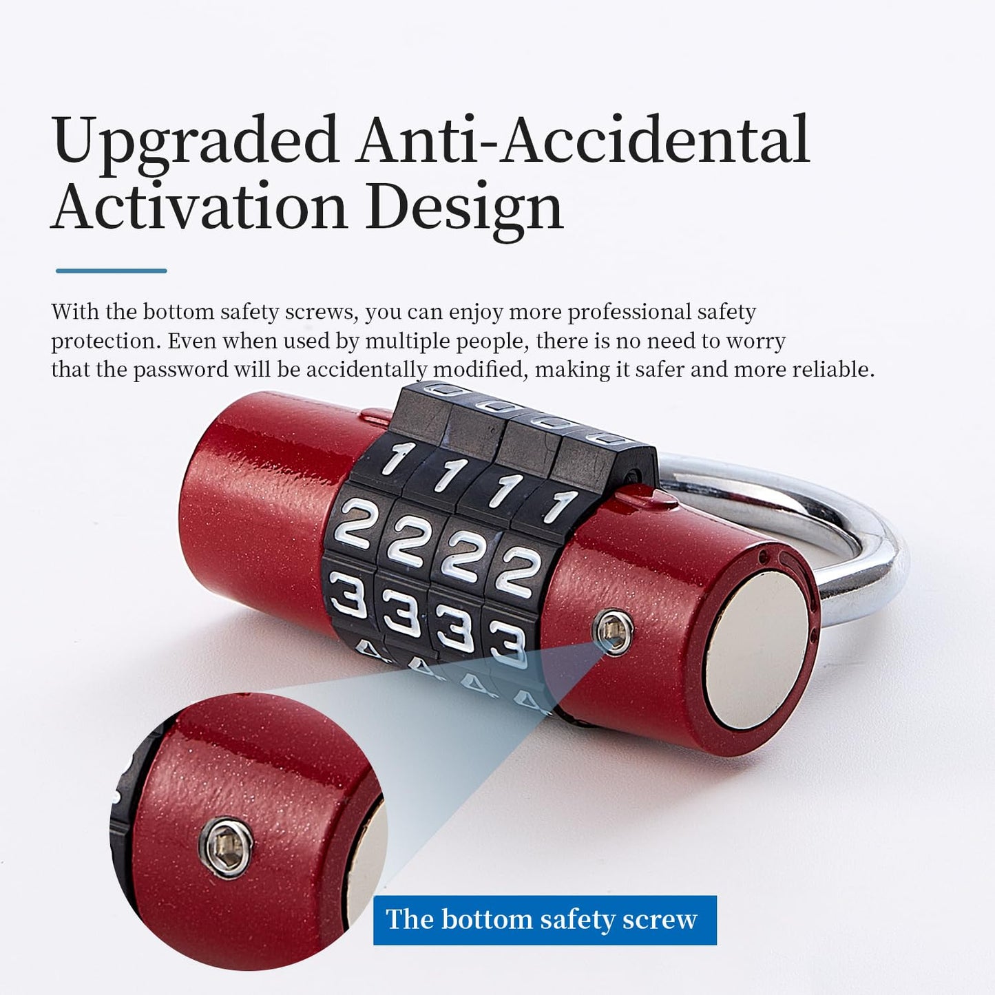 EASTDEER Gym Locker Lock 4 Digit Combination Lock for Locker for School Gym Lock for Sports, Toolbox, Case, Hasp Storage（20） (Shackle Red)