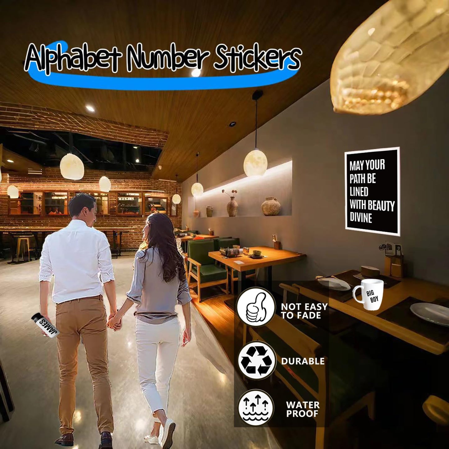 30 Sheets 159 PCS Large Letter and Numbers Stickers 6inch Vinyl Self Adhesive Stickers for Crafts Outdoor Sign Wall Mailbox Windows Doors Car Poster Board, Homes, Businesses, Address Numbers(Black)